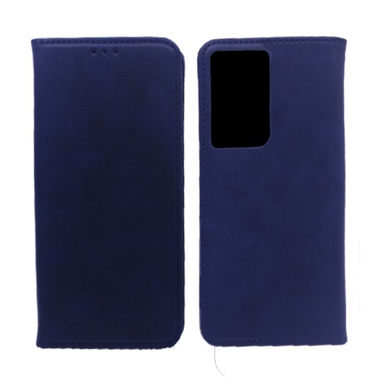 LEATHER FLIP COVER WITH INTERNAL POCKET FOR SAMSUNG GALAXY S21 ULTRA BLUE